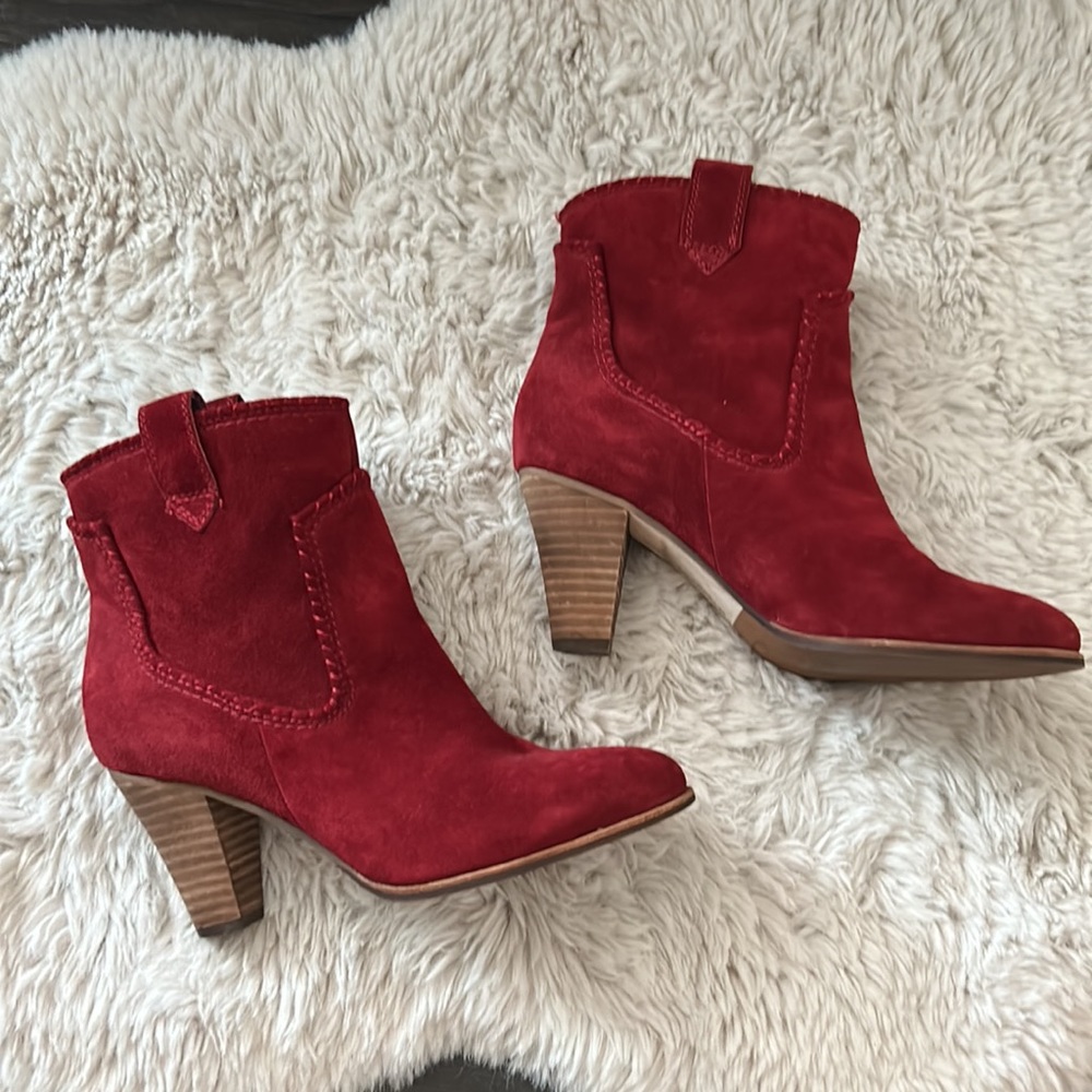 Karl Lagerfeld Provence red suede booties